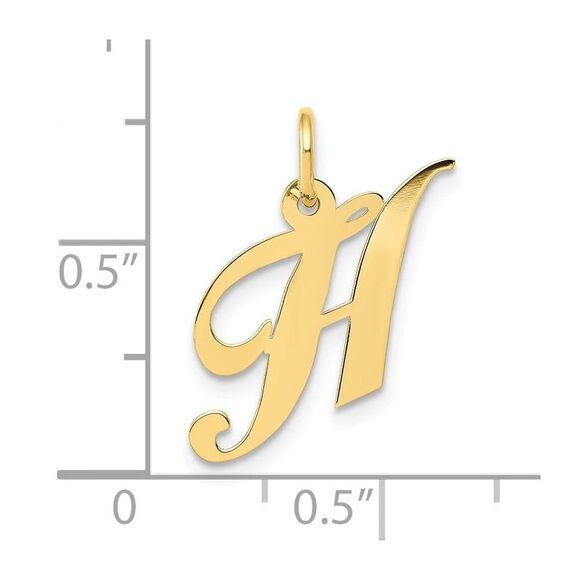 10k Yellow Gold Small Fancy Script Initial H Charm - Picture 7 of 8